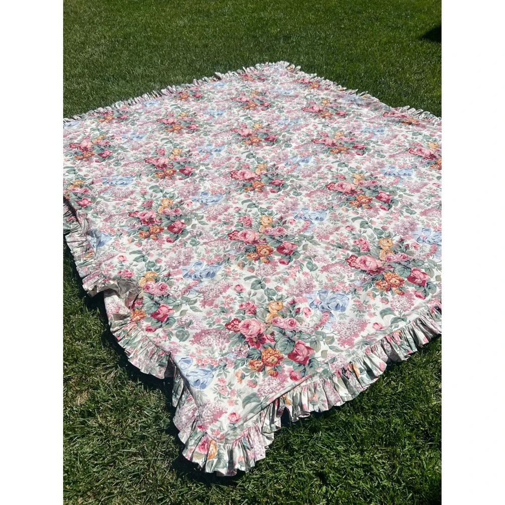 80's Ralph Lauren Alison Ruffled Trim Duvet King Rare 100% Cotton USA Made